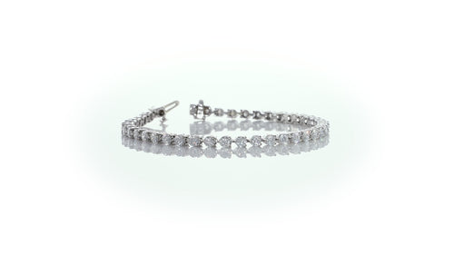 Lab Grown Round Basket 3 Prong Tennis Bracelets (F+Color -VS+ Clarity)