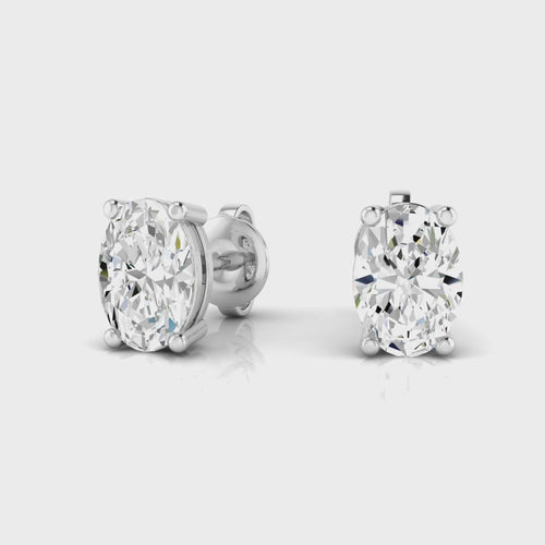 14 Karat Lab Grown Oval 4 Prong Earrings (F+ Color-VS+ Clarity