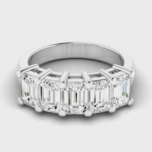 14 Karat Lab Grown Emerald-Cut 5-Stone Ring (2.50 Total Carat WeightF+ Color-VS+Clarity)