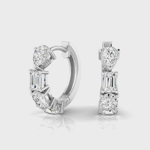 14 Karat Lab Grown Multi-Shape Huggy Earrings (2.00 Total Carat Weight F+ Color-VS+ Clarity)