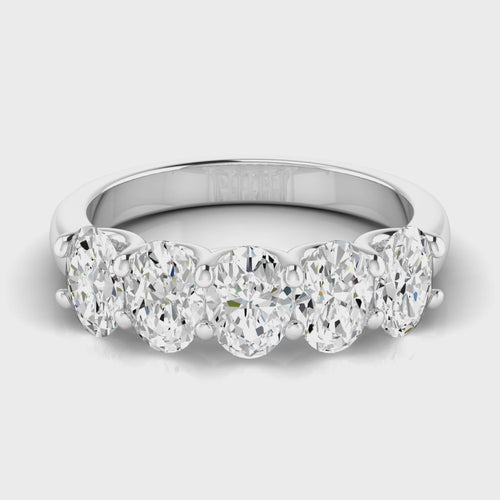 14 Karat Five- Stone U Shaped Oval Lab Grown Diamond Ring(F+Color -VS+ Clarity)