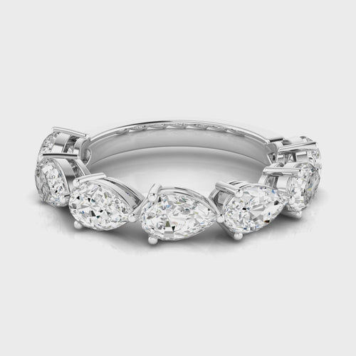 14 Karat Gold 7-Stone East-West Pear-Shape Lab Grown Diamond Ring(F+ Color VS+ Clarity)