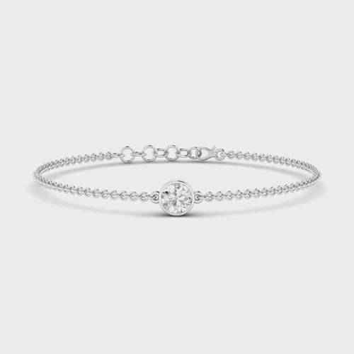 Lab Grown Bezel Set Round Diamond Bracelet (F+Color-VS+ Clarity)