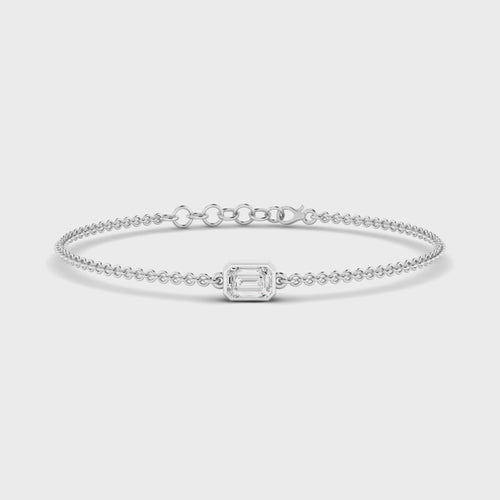 Lab Grown Bezel Set Emerald-Cut Bracelet