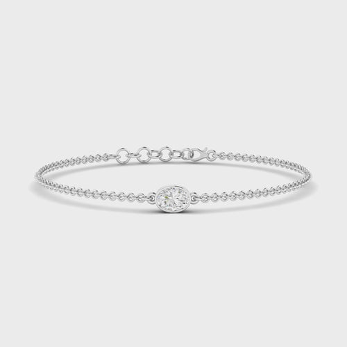 Lab Grown Bezel Set Oval Diamond Bracelet (F+ Color-VS+Clarity)