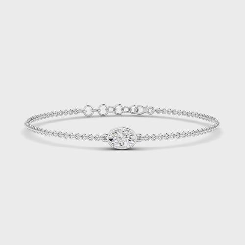 Lab Grown Bezel Set Oval Diamond Bracelet (F+ Color-VS+Clarity)