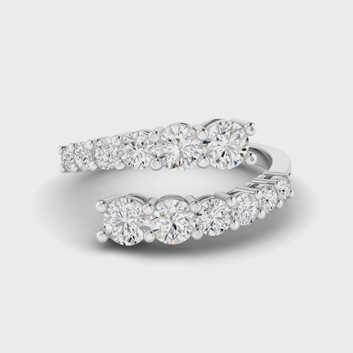 14 Karat Lab Grown Graduated Bypass Ring (1.50 Total Carat Weight F+ Color-VS Clarity)