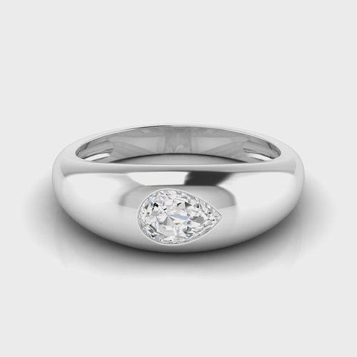 Lab Grown Pear-Shape Domed Diamond Ring