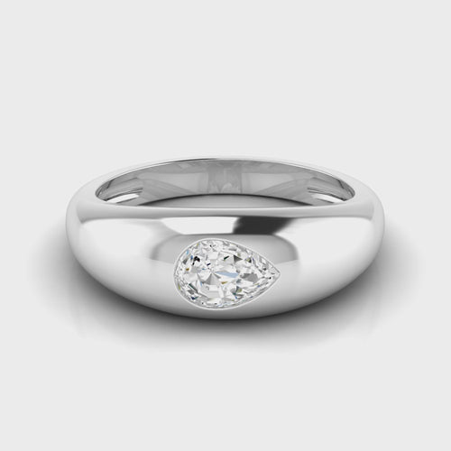 14 Karat Pear-Shape Domed Lab Grown Diamond Ring