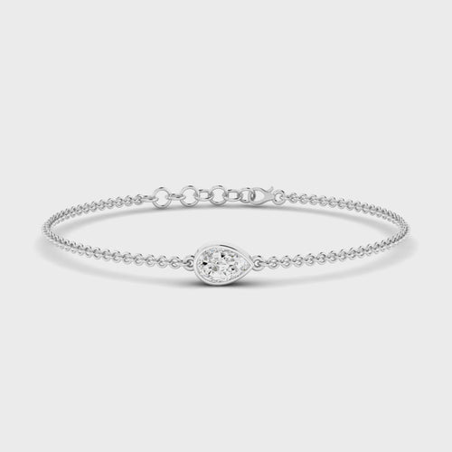 Lab Grown Bezel Set Pear-Shape Diamond Bracelet