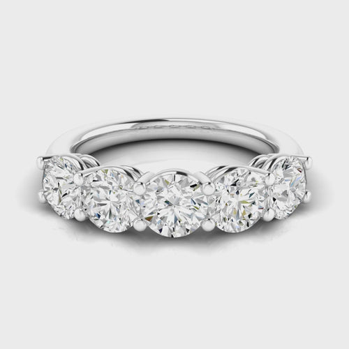 Lab Grown 5-Stone Round Diamond Ring (2.50 TCW F+ Color-VS2+ Clarity)