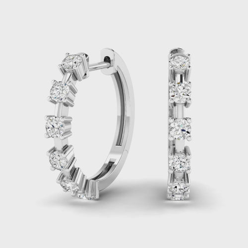 14 Karat Lab Grown Diamond Hoop Earrings (0.75 Total Carat Weight F+ Color-VS+ Clarity)