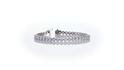 Lab Grown Round Basket 4 Prong Tennis Bracelets (F+ Color-VS+ Clarity)