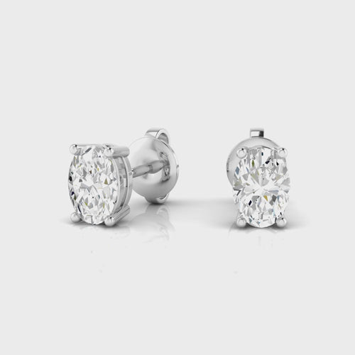 14 Karat Lab Grown Oval 4 Prong Earrings (F+ Color-VS+ Clarity