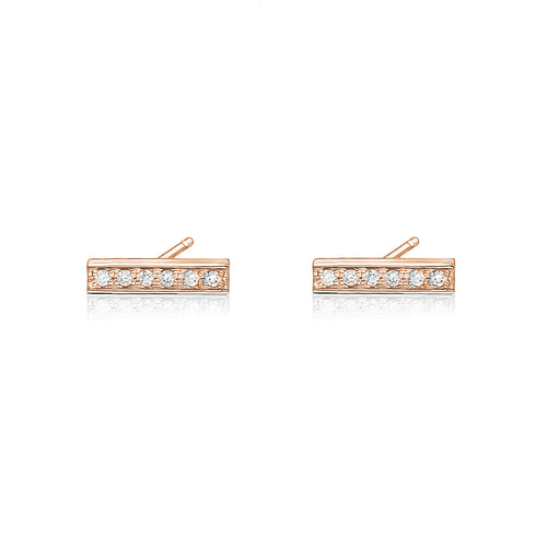 Diamond bar earring in 14k rose gold
