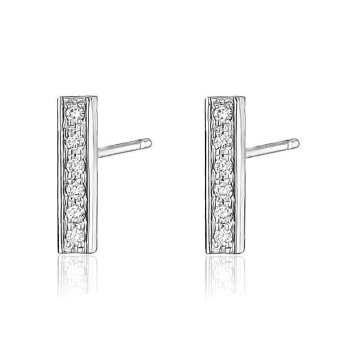 Diamond bar earring in 14k white gold