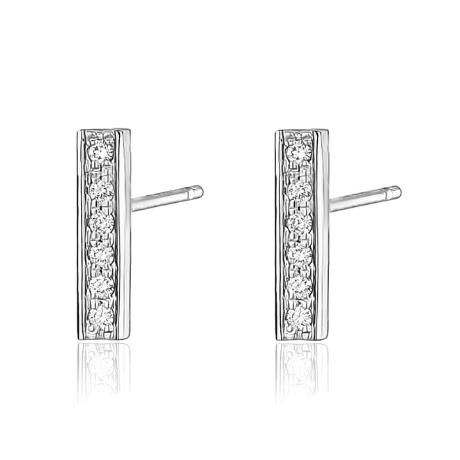 Diamond bar earring in 14k white gold