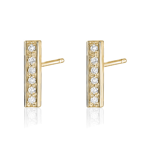 Diamond bar earring in 14k yellow gold