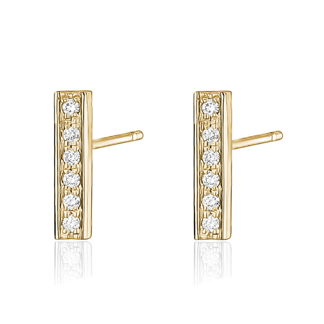 Diamond bar earring in 14k yellow gold