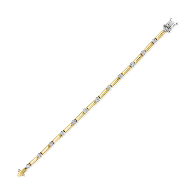 14k  yellow and white gold diamond tennis bracelet