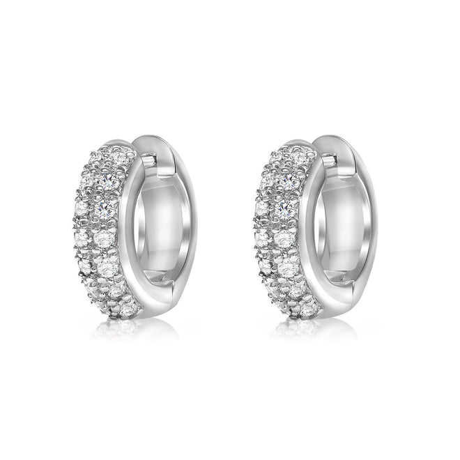 White gold diamond huggy style earrings