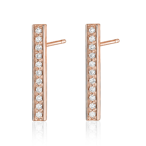 14k diamond bar earring in rose gold