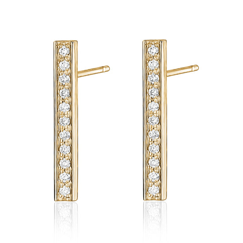 14k diamond bar earring in yellow gold