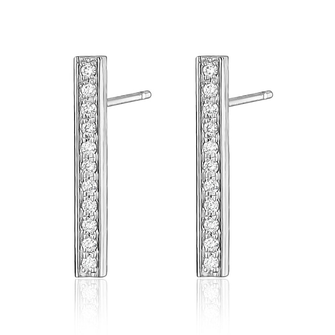 14k diamond bar earring in gold