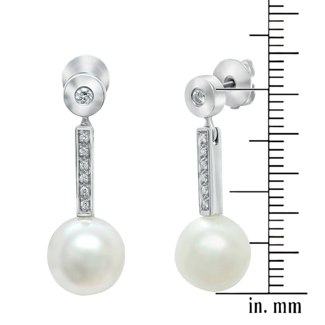 18 Karat White Gold South Seas Pearl and Diamond Earrings - Paul Nudelman Jewellers