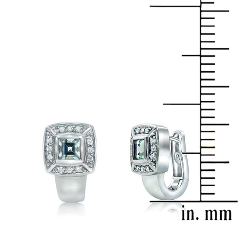Diamond and aquamarine earrings in 18k white gold