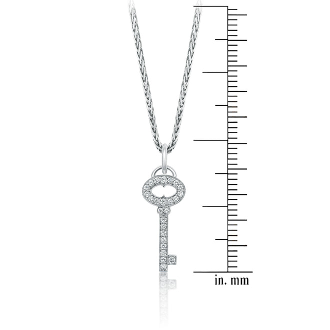 14 Karat White Gold Diamond Key Pendant