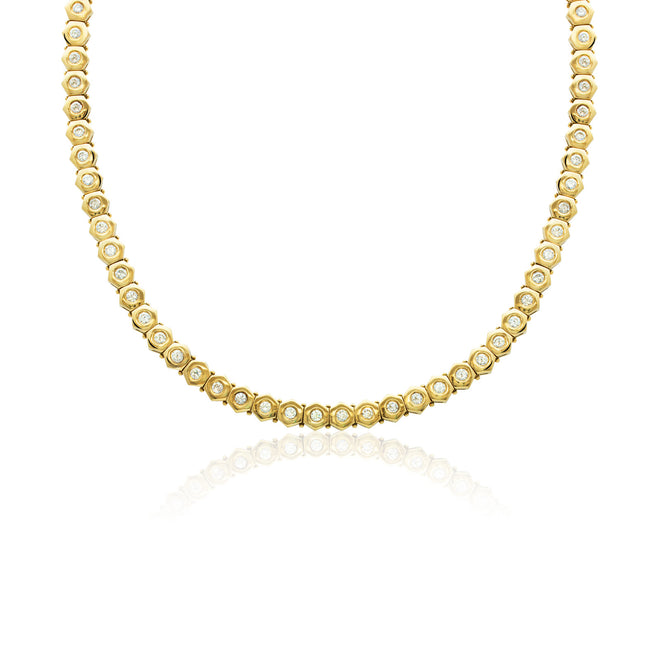 18k yellow gold diamond tennis necklace