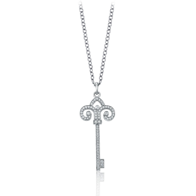 fleur-de-lis diamond key pendant