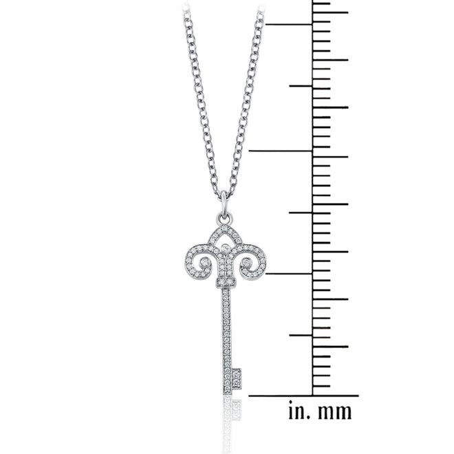 fleur-de-lis diamond key pendant