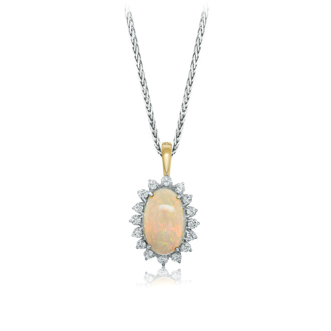 Opal and diamond pendant