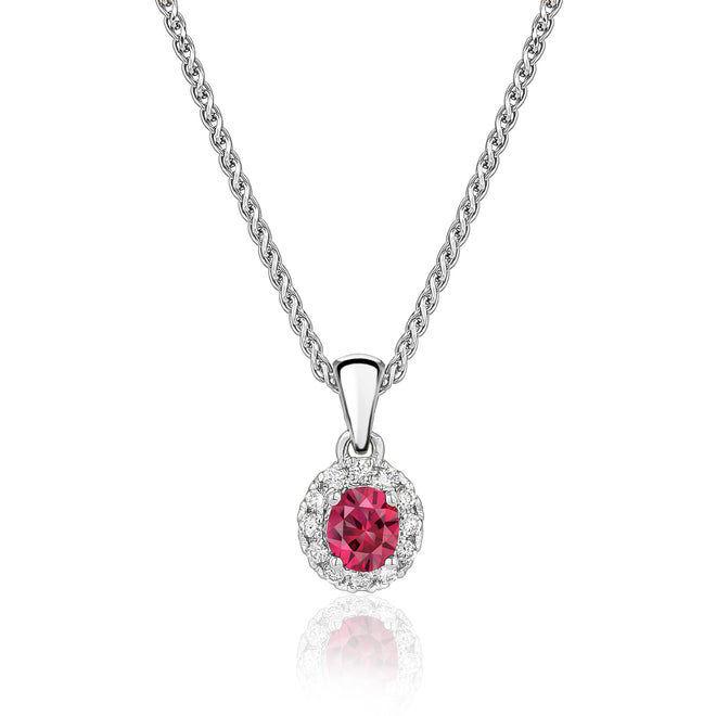 14 Karat White Gold Ruby and Diamond Pendant