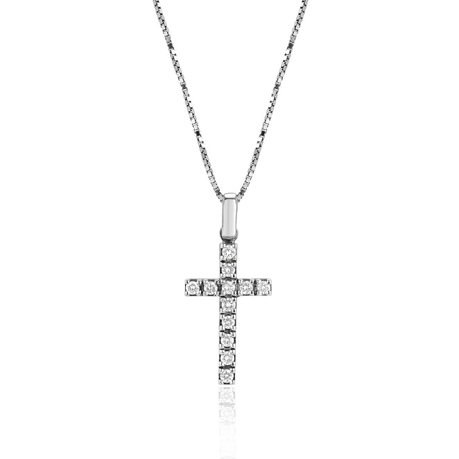18 Karat White Gold Diamond Cross Pendant - Paul Nudelman Jewellers