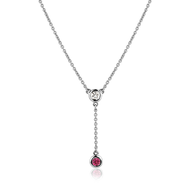 diamond and ruby lariat necklace