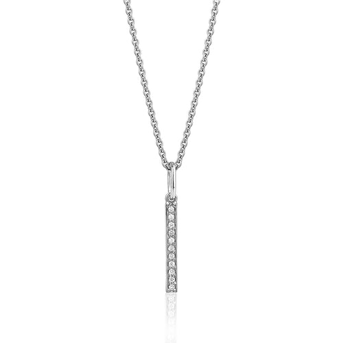 Vertical diamond bar necklace in 14k white gold