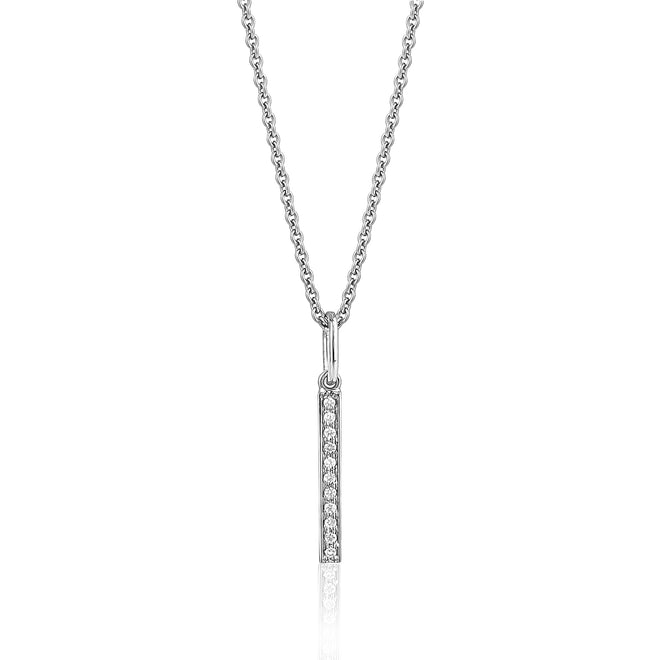 Vertical diamond bar necklace in 14k white gold