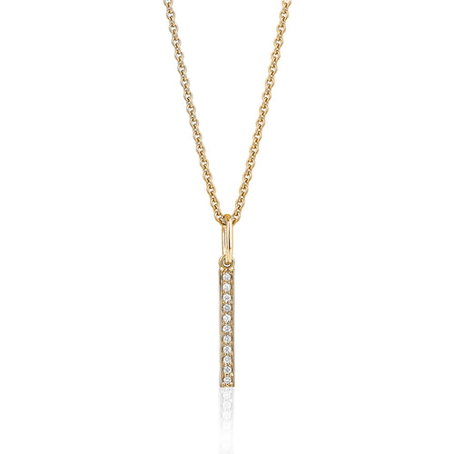Vertical diamond bar necklace in 14k yellow gold