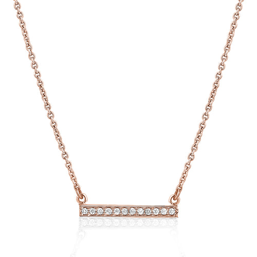 Diamond bar necklace in 14k rose gold