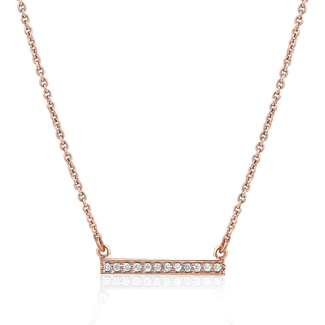 Diamond bar necklace in 14k rose gold