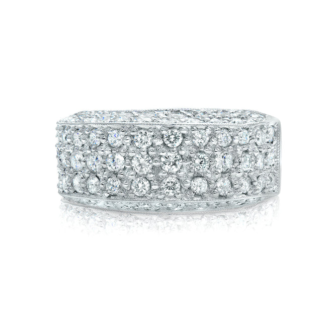 Modern pavee set diamond ring in 18k
