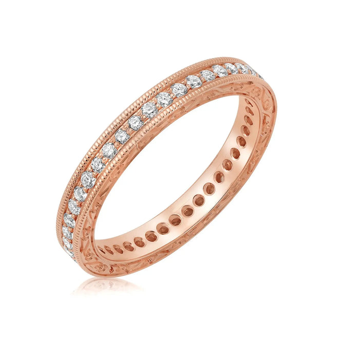 14 kt. rose gold diamond wedding band