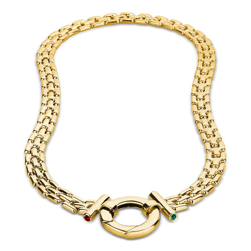 Estate 14 Karat Yellow Gold Panther Style Chain Necklace with Circular Clasp