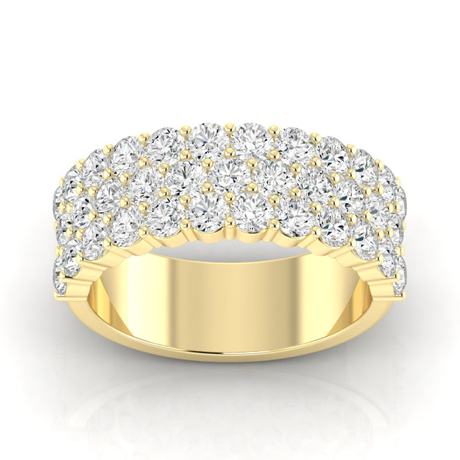 Lab Grown Three-Row Diamond Ring (2.00 Carats Total Weight F+ Color-VS+ Clarity)