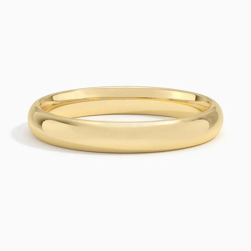 14K yellow gold 4mm classic domed wedding band with a polished half-round profile.