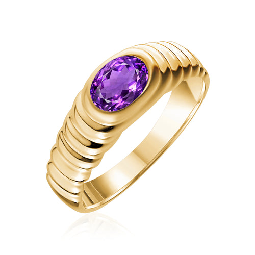 14 karat Yellow Gold Ring With Oval Amethyst