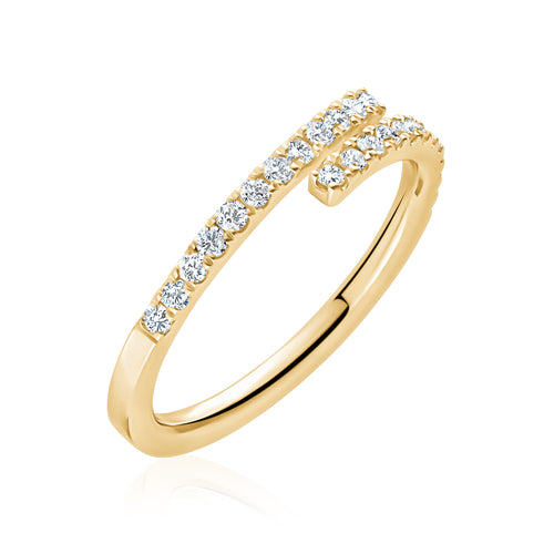 14 Karat Yellow Gold Diamond Bypass Ring